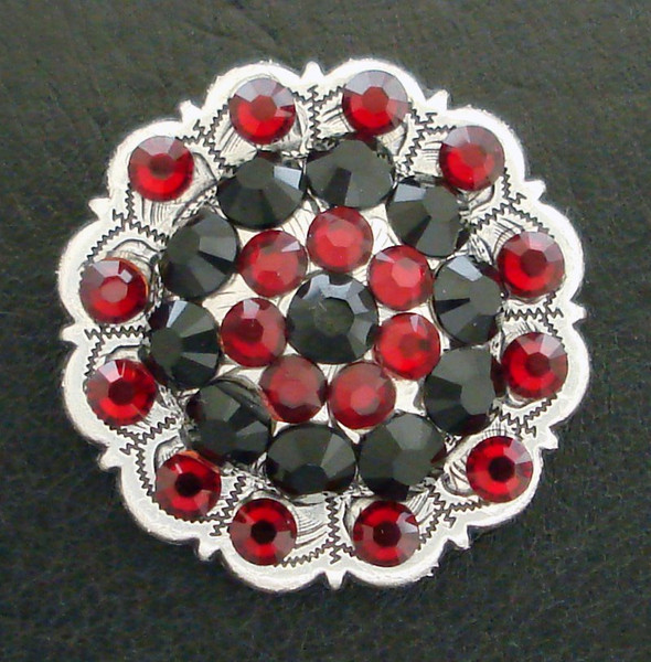 JET SIAM Rhinestone Crystal Floral Scalloped Edge Concho