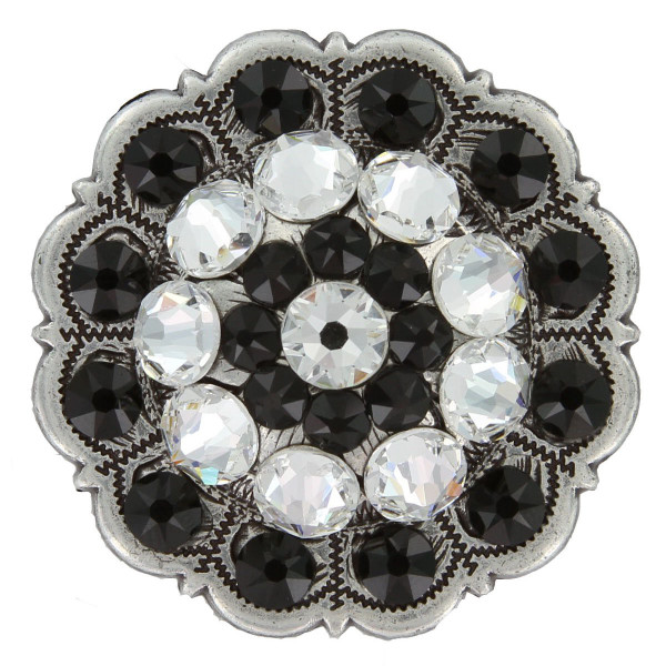 Crystal Jet Rhinestone Crystal Floral Scalloped Edge Concho