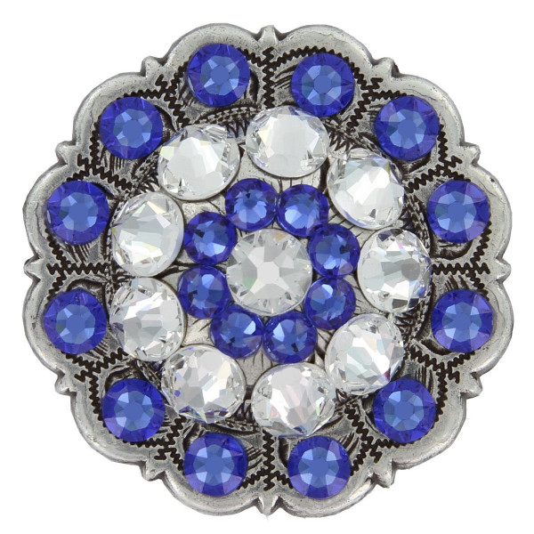 Crystal Sapphire Rhinestone Crystal Floral Scalloped Edge Concho