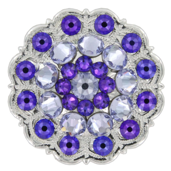 Rhinestone Crystal Floral Scalloped Edge Concho - Heliotrope / Provence Lavender