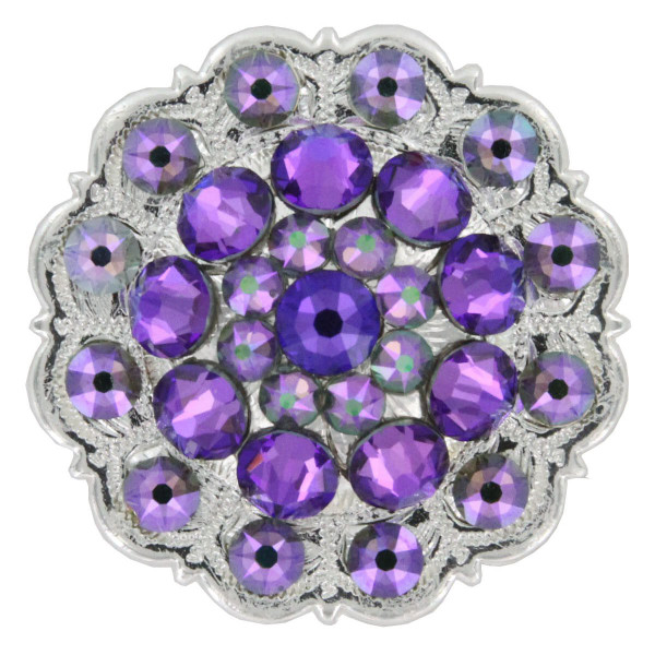 Rhinestone Crystal Floral Scalloped Edge Concho - Heliotrope / Crystal Paradise Sunshine