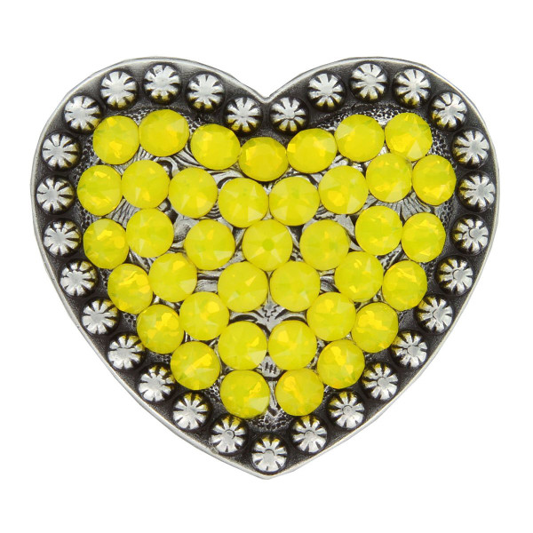 Yellow Opal - Rhinestone Crystal Heart Berry Concho