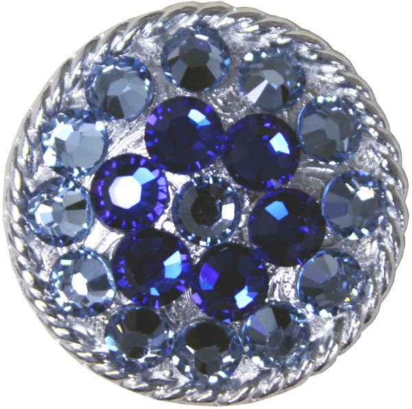 Aquamarine Capri Blue - Rhinestone Crystal Rope Edge Concho