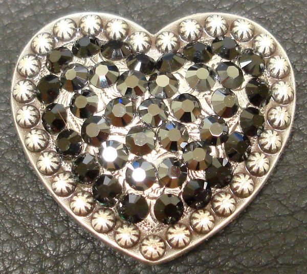 Jet and Jet Hematite - Rhinestone Heart Berry Concho