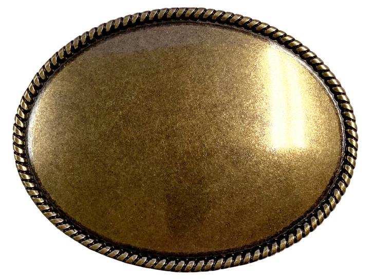HA1603 OEB Oval Rope Edge Buckle Blank Plan Buckle Fits 1-1/2"(38mm) Belt Strap (Antique Gold)