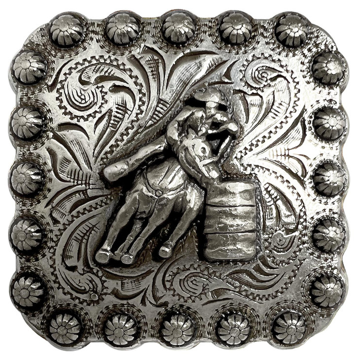 BS9294 SRTP 2-1/4" Antique Western Floral Barrel Racer Engraved Concho Screwback