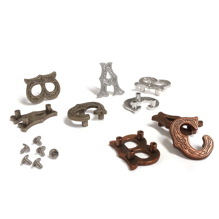 LL3297 SP 3/4" Bright Silver Letter "G" Shaped Concho