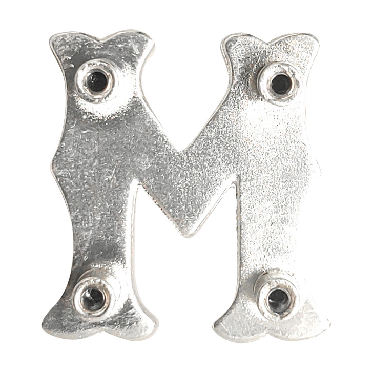 LL3297 SP 3/4" Bright Silver Letter "M" Shaped Concho