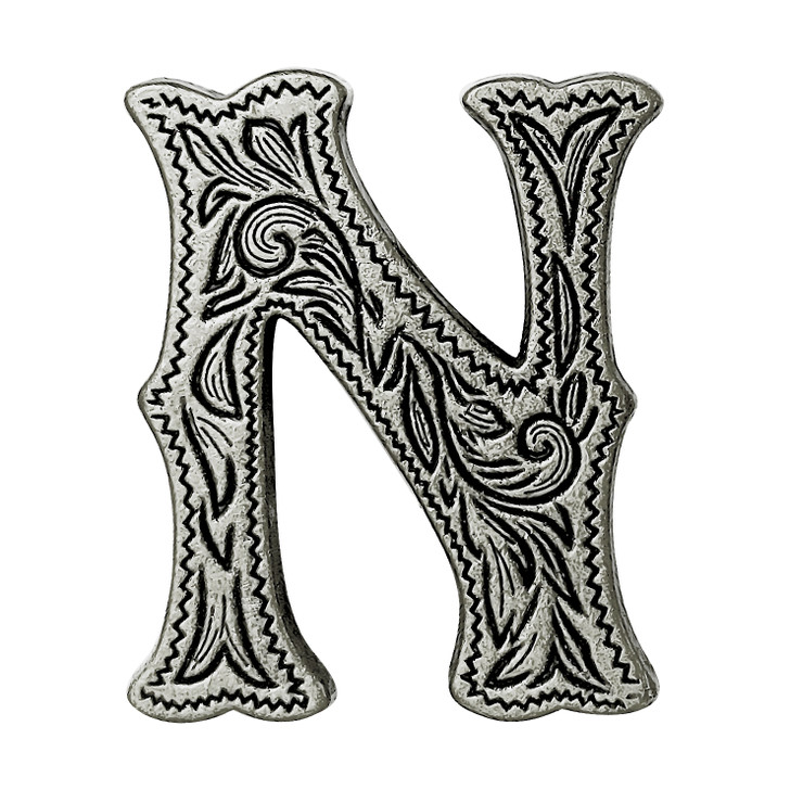 LL3297 OS 3/4" Antique Silver Letter "N" Shaped Concho
