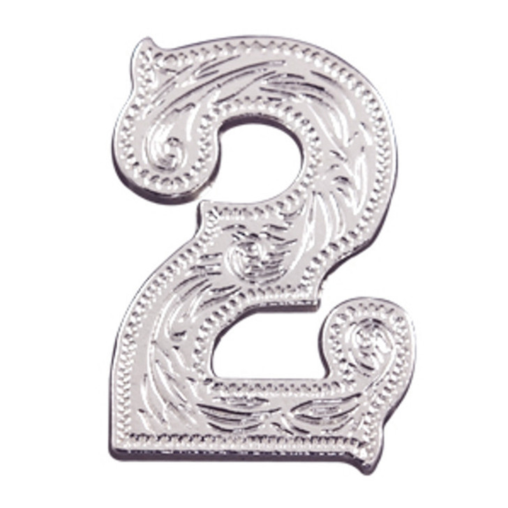 SC47652-2 SP 5/8"x7/8" Bright Silver Number "2" Screw Back Concho