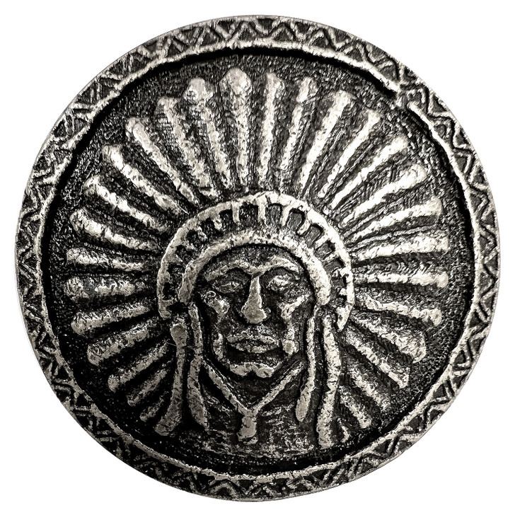 SC580 Dark Silver 1-1/4" Antique Engraved Indian headdress Concho Screwback