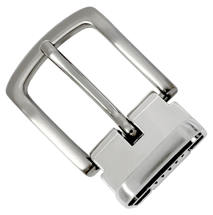 005C NB Hand Polished Clamp Belt Buckle Fits 1-1/8"(30mm) Wide Belt Strap (Nickel Brushed)