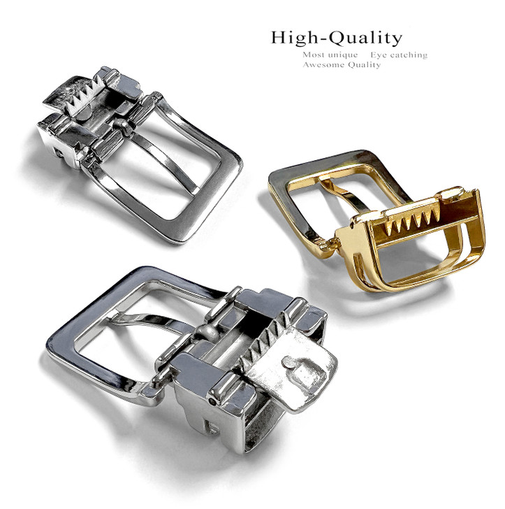 112D GP Hand Polished Clamp Belt Buckle Fits 1-1/8"(30mm) Wide Belt Strap (Gold Plated)