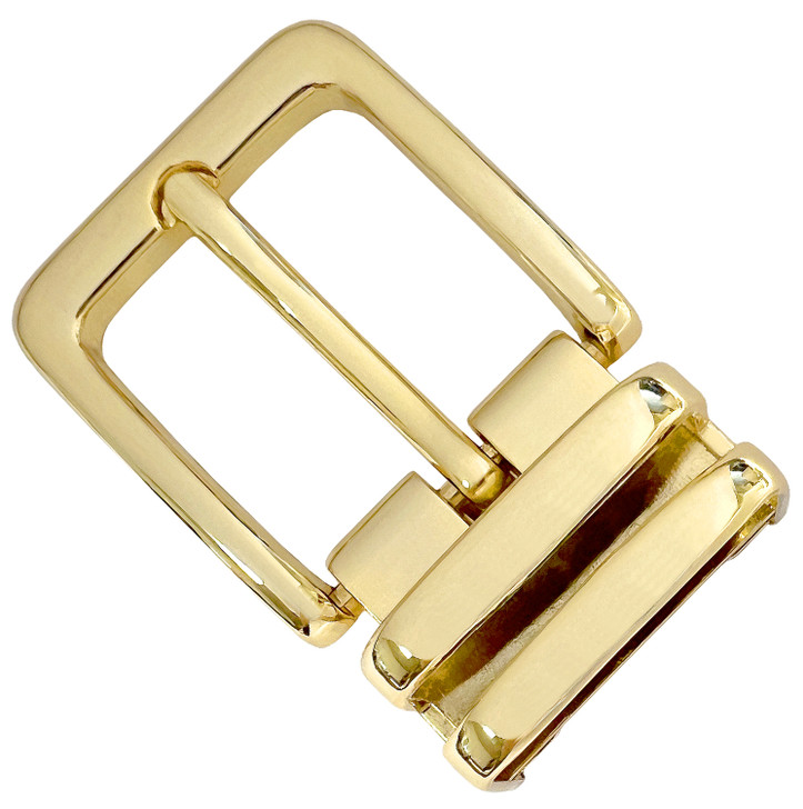 112D GP Hand Polished Clamp Belt Buckle Fits 1-1/8"(30mm) Wide Belt Strap (Gold Plated)