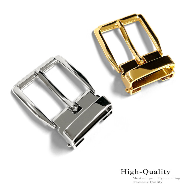 4010B GP Hand Polished Clamp Belt Buckle Fits 1-1/8"(30mm) Wide Belt Strap (Gold Plated)