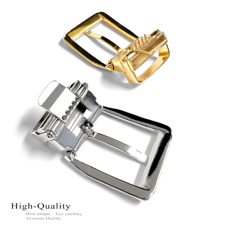 4010B GP Hand Polished Clamp Belt Buckle Fits 1-1/8"(30mm) Wide Belt Strap (Gold Plated)