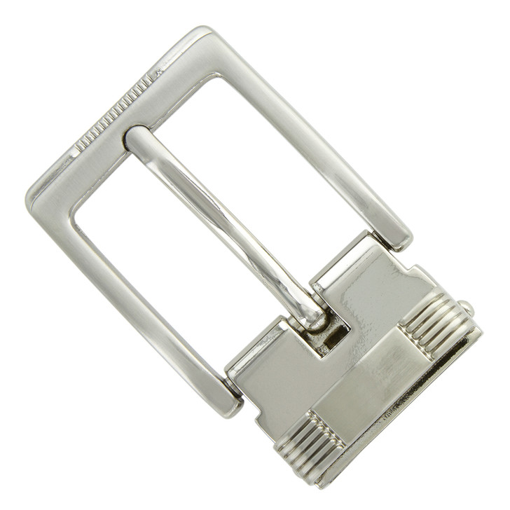 4089A NB Hand Polished Clamp Belt Buckle Fits 1-1/8"(30mm) Wide Belt Strap (Nickel Brushed)