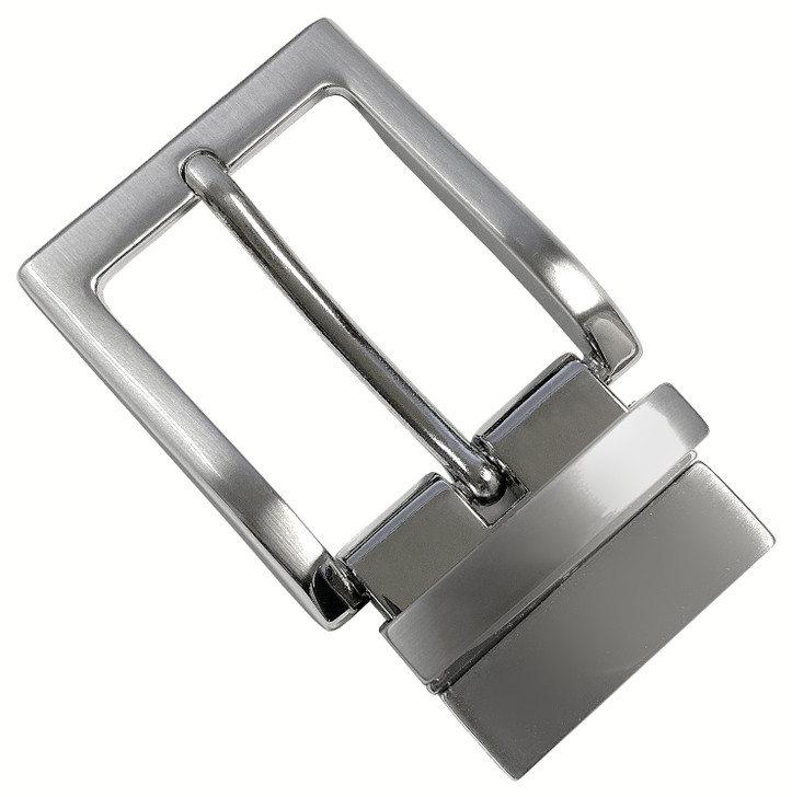 A505S NB Hand Polished Reversible Belt Buckle Fits 1-3/8"(35mm) Wide Belt Strap (Nickel Brushed)