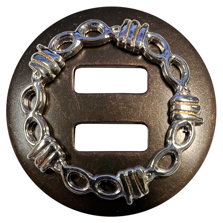 BS9292-3 DAR/SP 1 1/2" Barbed Wire Engraved Slotted Concho