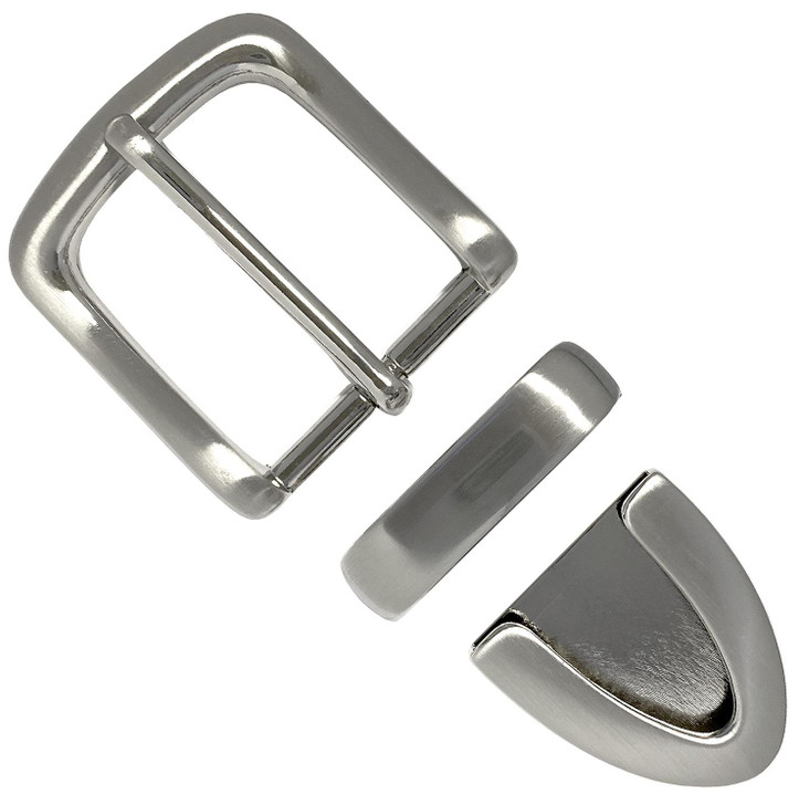 BS8650 NB Hand Polished  Smooth Finish Belt Buckle Set Fits 1-1/4"(32mm) Wide Belt (Nickel Brushed)
