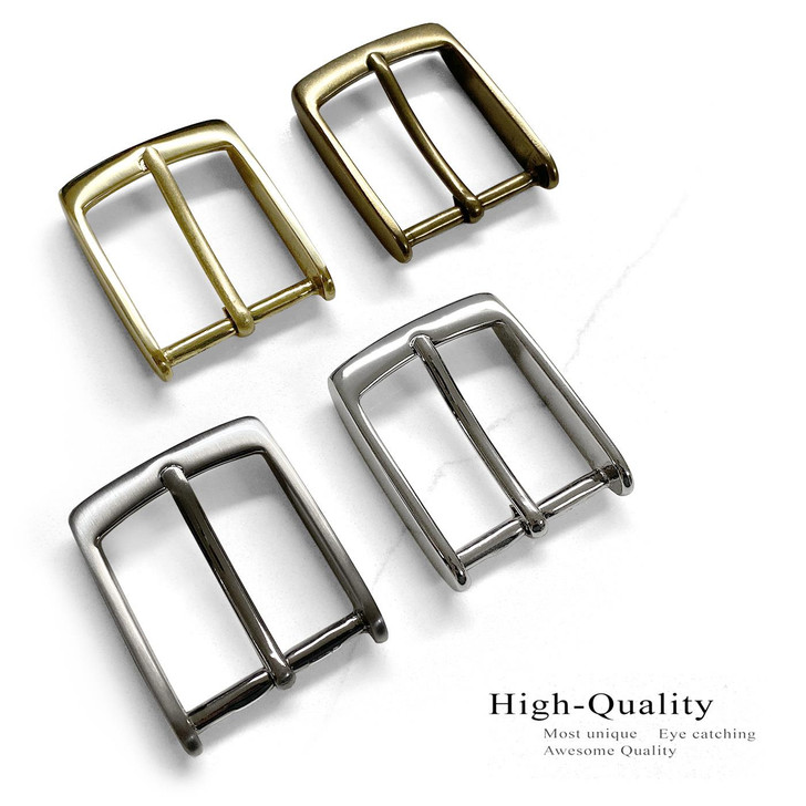 AE354 NB Solid Brass Classic Casual Dress Belt Buckle Fits 1-3/8"(35mm) (Nickel Brushed)