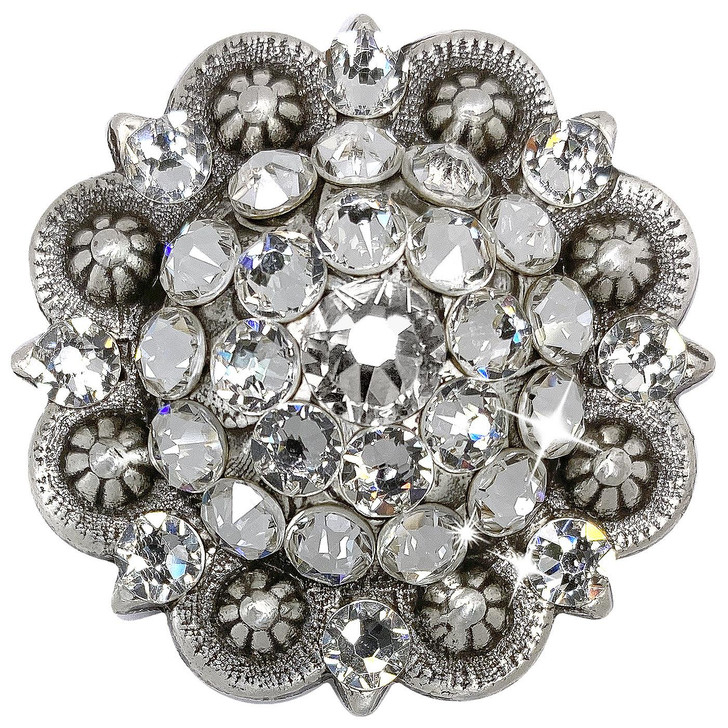 Crystal Clear Antique Silver Berry Rhinestone Crystal Concho Designed and assembled in the U.S