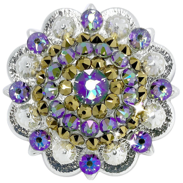 CTL-ARUM-CTL-PAR-Shine Bright Silver Berry Rhinestone Crystal Concho Designed and assembled in the U.S