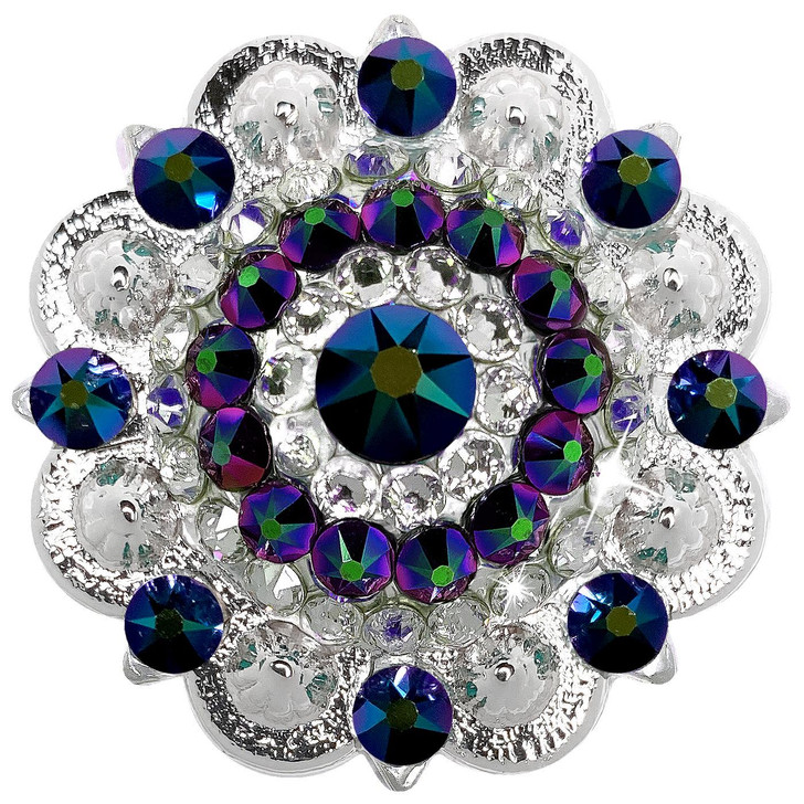 Crystal-Scarbeus-Green Bright Silver Berry Rhinestone Crystal Concho Designed and assembled in the U.S