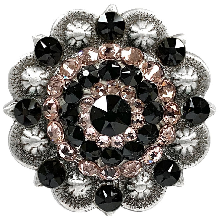 Jet-Silk  Antique Silver Berry Rhinestone Crystal Concho Designed and assembled in the U.S