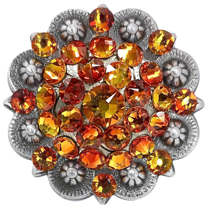 Fire Opal Antique Silver Berry Rhinestone Crystal Concho Designed and assembled in the U.S