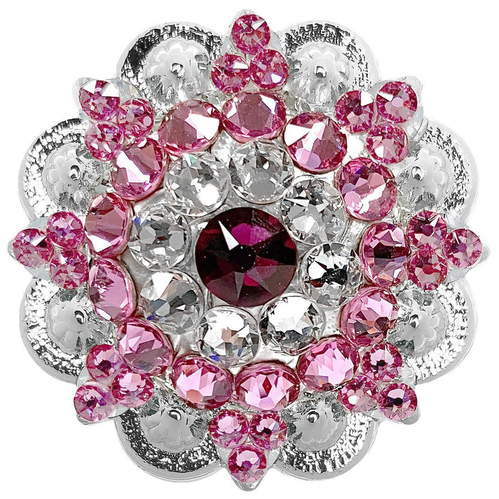 Ruby-Crystal-Rose Bright Silver Berry Rhinestone Crystal Concho Designed and assembled in the U.S