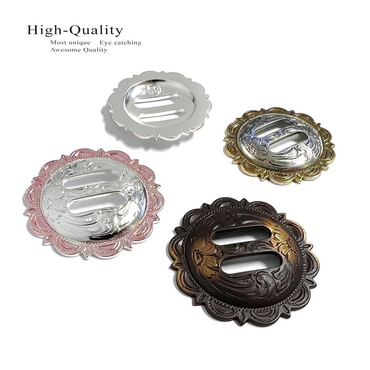 FA4834 ASAG Antique Gold Engraved Scalloped Swirl Slotted Concho