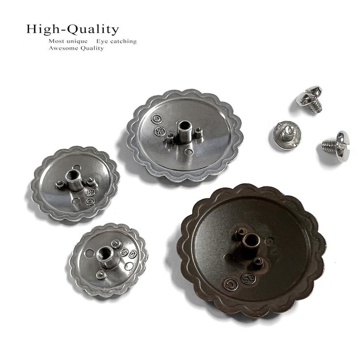 FA6343 LASRP-TQ Antique with Turquoise Color Western Rope Edge Scalloped Engraved Round Concho Screw-Back