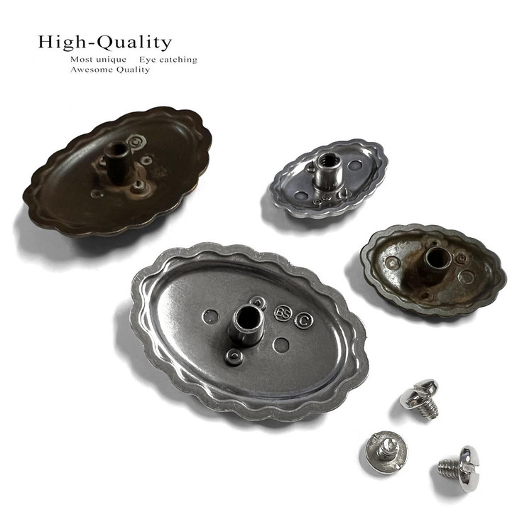FA6342 ASAG-TQ Antique Gold with Turquoise Color Western Rope Edge Scalloped Engraved Oval Concho Screw-back
