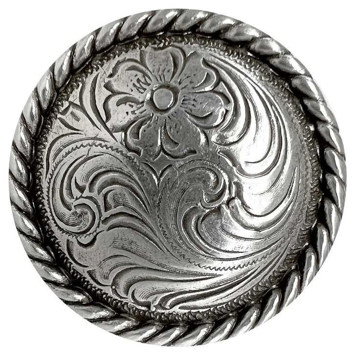 F9819 SRTP Antique Western Floral Rope Edge Engraved Concho Screwback