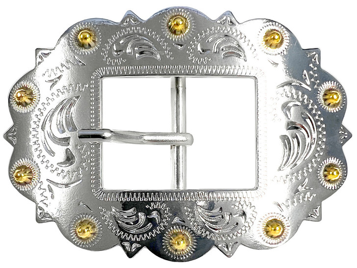 LL2275 NPGP Bridle Headstall Center Bar Buckle Fits ¾" to 1" Wide Belt Strap (Bright Gold)