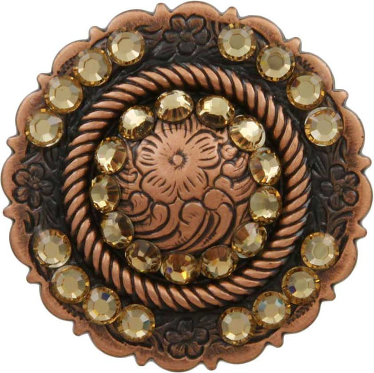 Lt Colo Topaz Copper Center Rope Rhinestone Concho