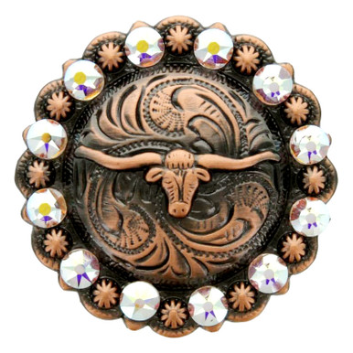 Saddle Leather Tack Bling Rhinestone Crystal Conchos Designed and assembled  in the U.S