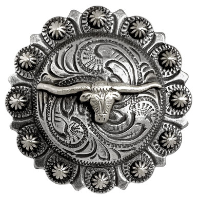 Leather Craft Conchos Western Antique Engraved Longhorn Steer Concho Screw  Back