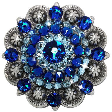 Capri Blue-Aqua Antique Silver Berry Rhinestone Crystal Concho Designed and  assembled in the U.S