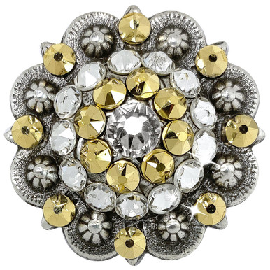 12-Piece Metal Flower Rhinestone Conchos With Screws – 1.5" Diameter, Zinc Alloy, 2 Screw Lengths For Belts, Bags & Purses