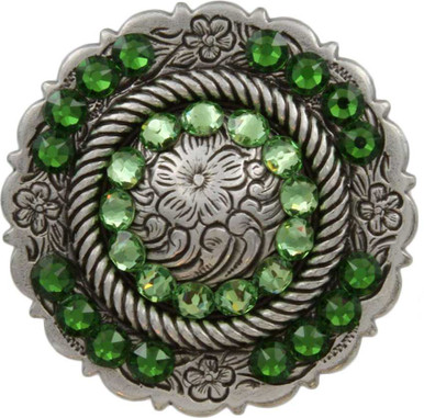 Fern Green Light Topaz and Topaz - Rhinestone Rope Edge Concho - Conchos