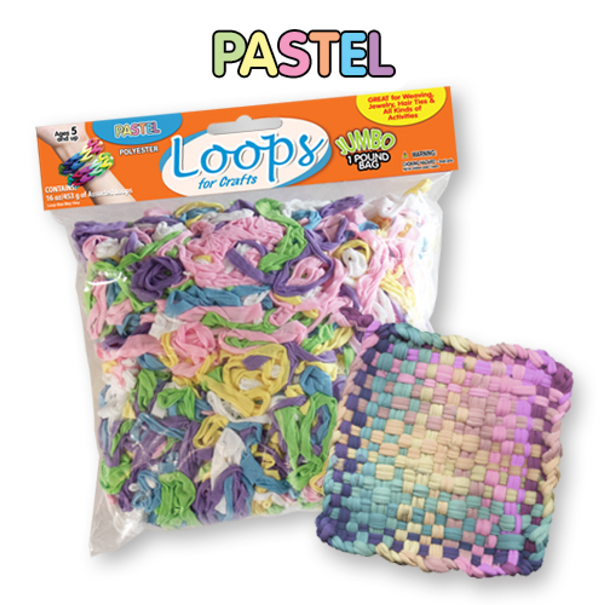 Pastel color 16oz bag of polyester loops