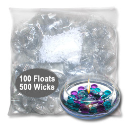 Bulk Floating Candle Pack-100 Floats 500 Wicks