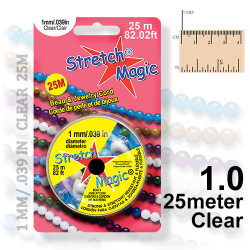 Stretch Magic Cord, Round 1.8mm (.070 Inch) Thick, 25 Meter Spool, Clear 
