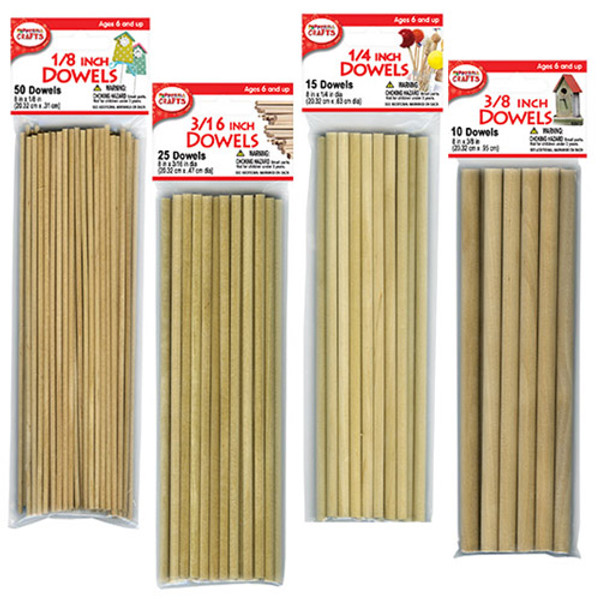 8 inch Wooden Dowels for Craft and Hobby Applications