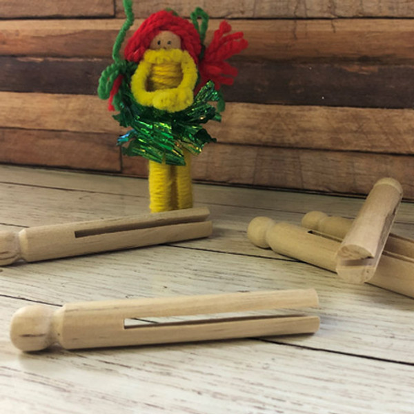 Wooden Doll Pins - 25 Clothes Pins for Classroom and Craft