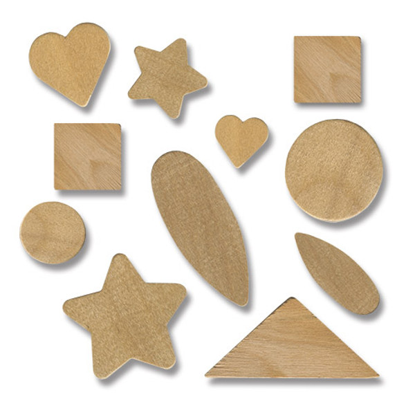 Cut Wooden Shapes - 250 Unfinished Assorted Craft and Hobby Shapes