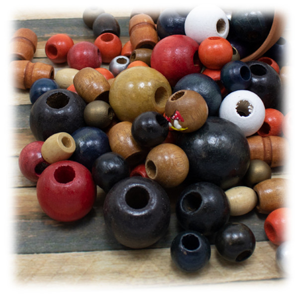 Large Hole Wooden Pony Beads for Macrame Jewelry Crafts 