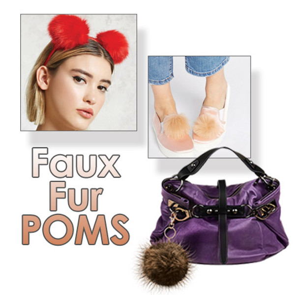 5 Large Faux Fur Pom Poms with Elastic Loop. Pick A Color! 100% Acrylic in  17 colors! Pepperell #FPALL